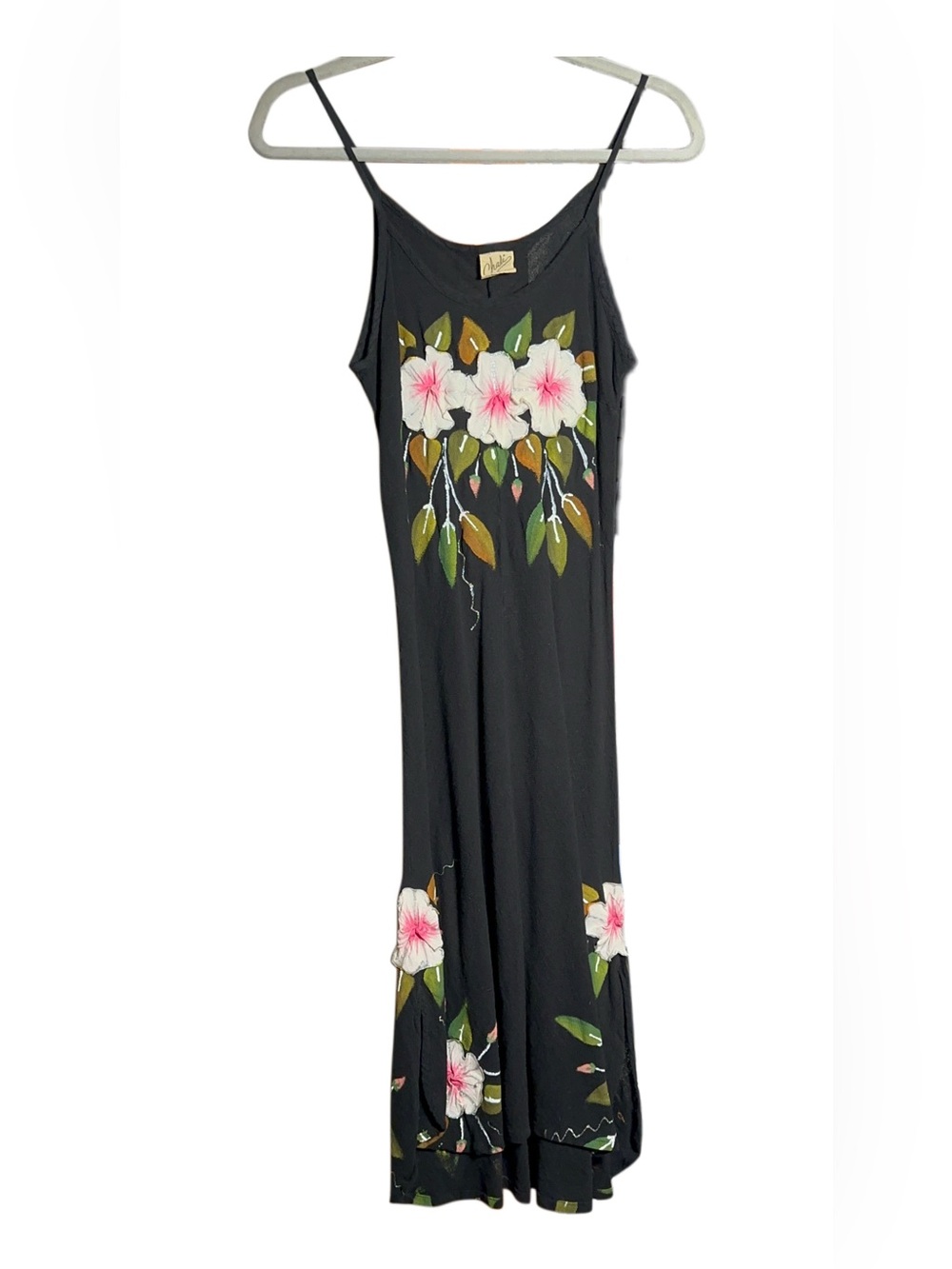 Hand-Painted Floral Black Maxi Dress by Chali